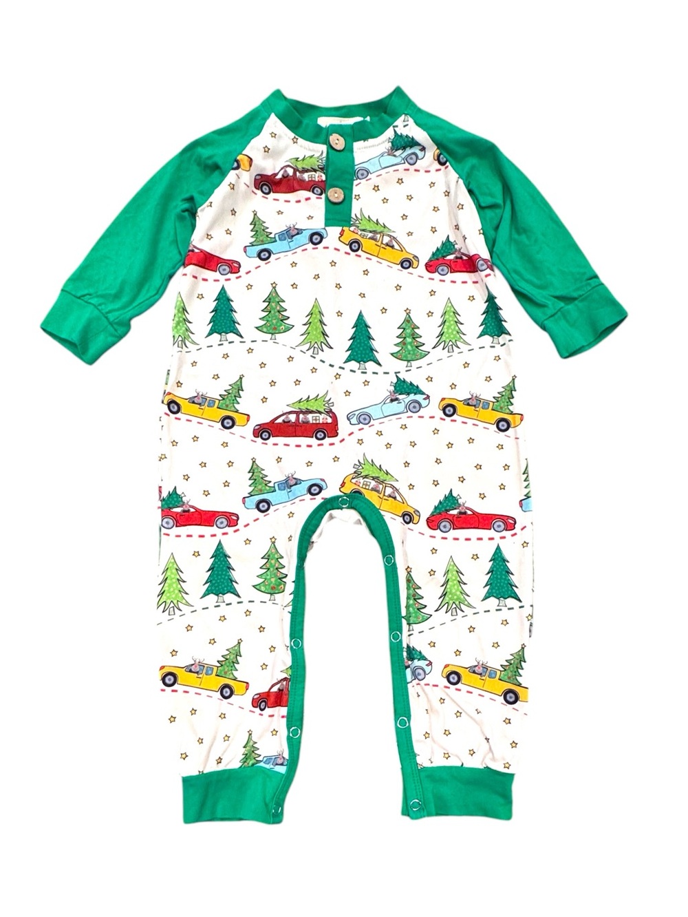 Marie Nicole Size 12-18M Christmas Cars and Trees Baby Romper